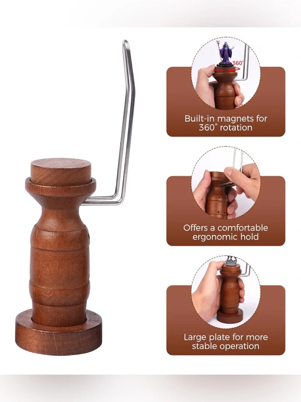 Golden Maple Miniature Painting Handle - 360 Degree Rotating